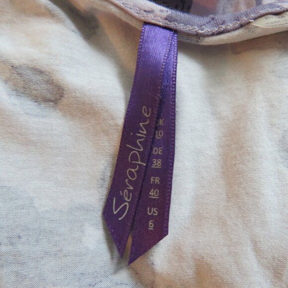 SERAPHINE Lavender Blossom Knot Front Maternity Dress Floral Stretch Size US 6 - Picture 12 of 13